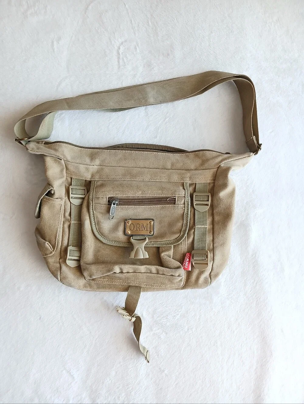 ORMI Khaki Heavyweight Canvas Military Messenger Bag – Tactical Utility Bag